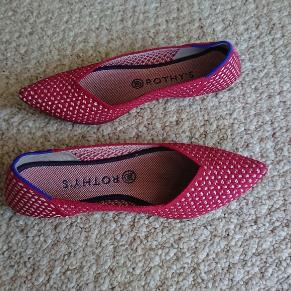 Rothy's The Point Red Apple Honeycomb Knit Flats size 9 - Picture 2 of 12
